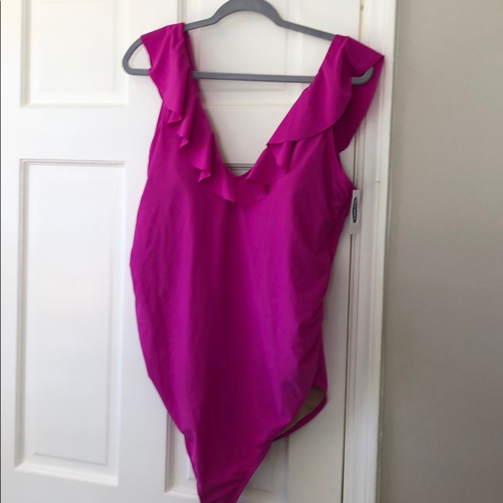 Old Navy magenta one piece maternity bathing suit